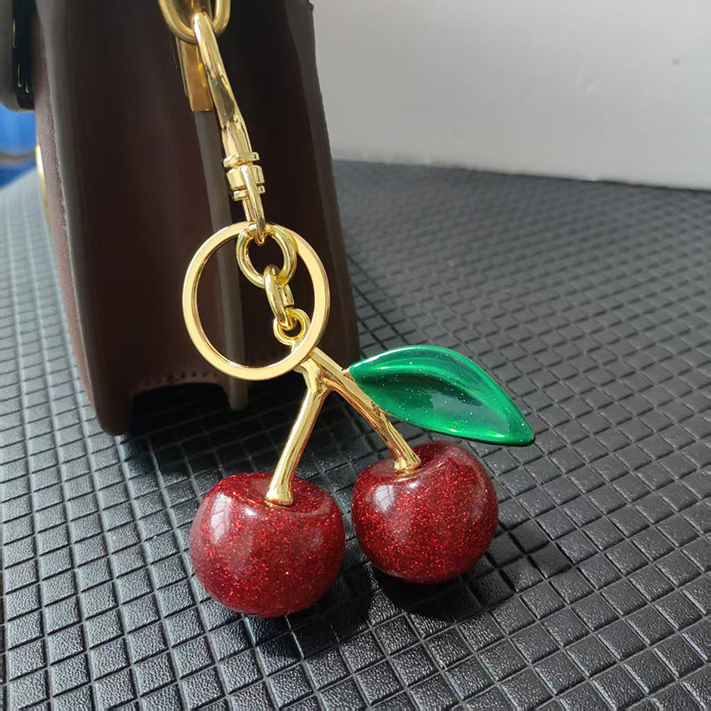 Cherry Resin Keychain Bag Charm