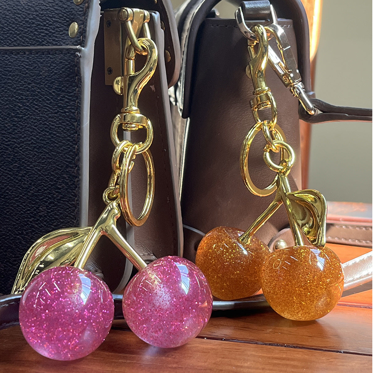 Cherry Resin Keychain Bag Charm