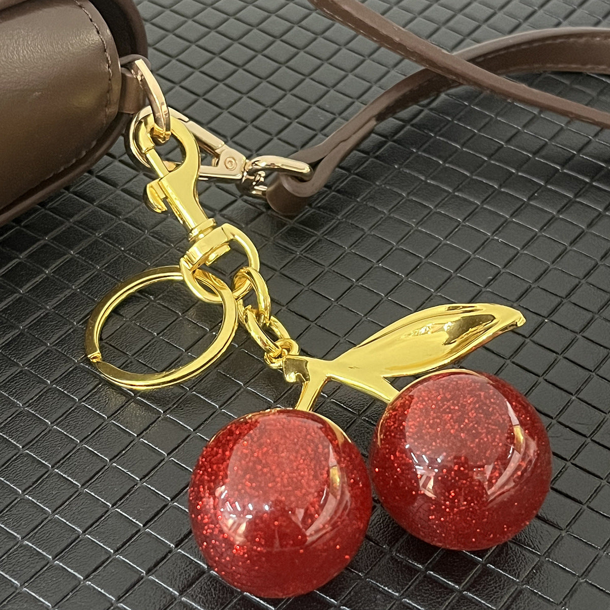 Cherry Resin Keychain Bag Charm