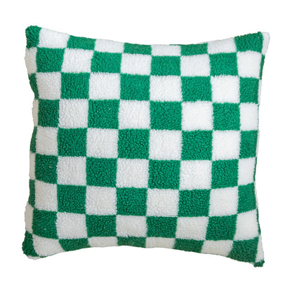 Chessboard Pattern Plush Cushion Cover