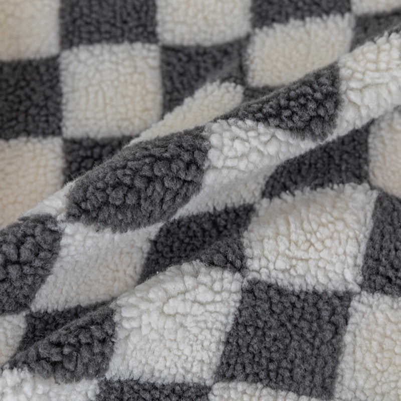 Chessboard Pattern Plush Cushion Cover