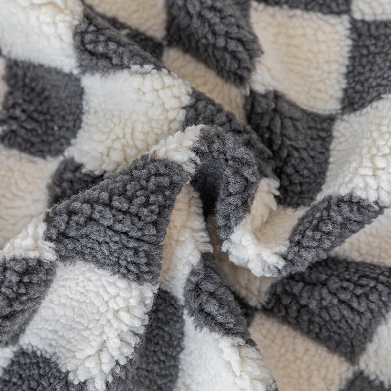 Chessboard Pattern Plush Cushion Cover