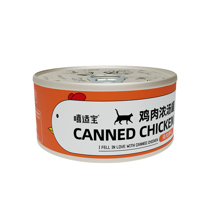 Chicken soup cans, cat snacks