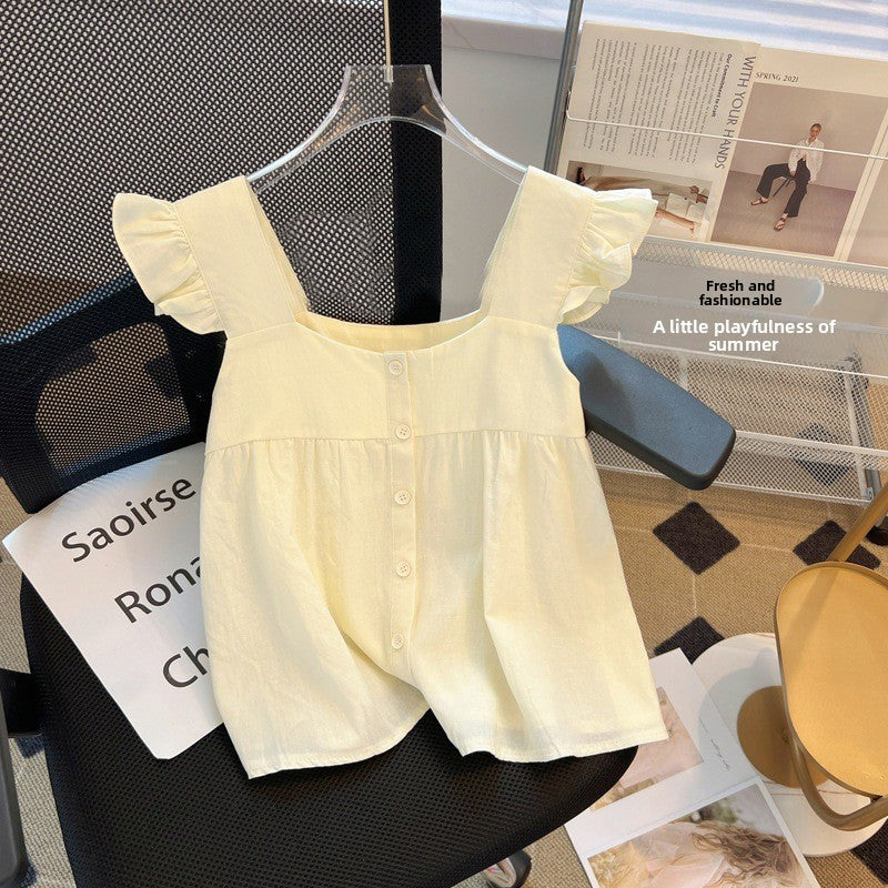 Chiffon Bubble Sleeve Crop Shirt