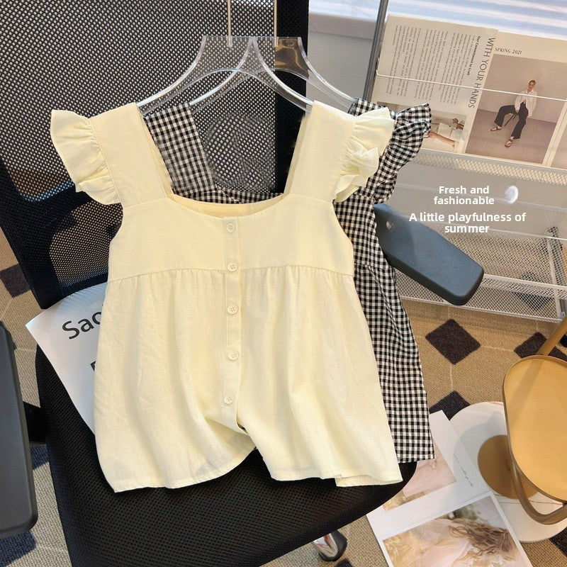 Chiffon Bubble Sleeve Crop Shirt