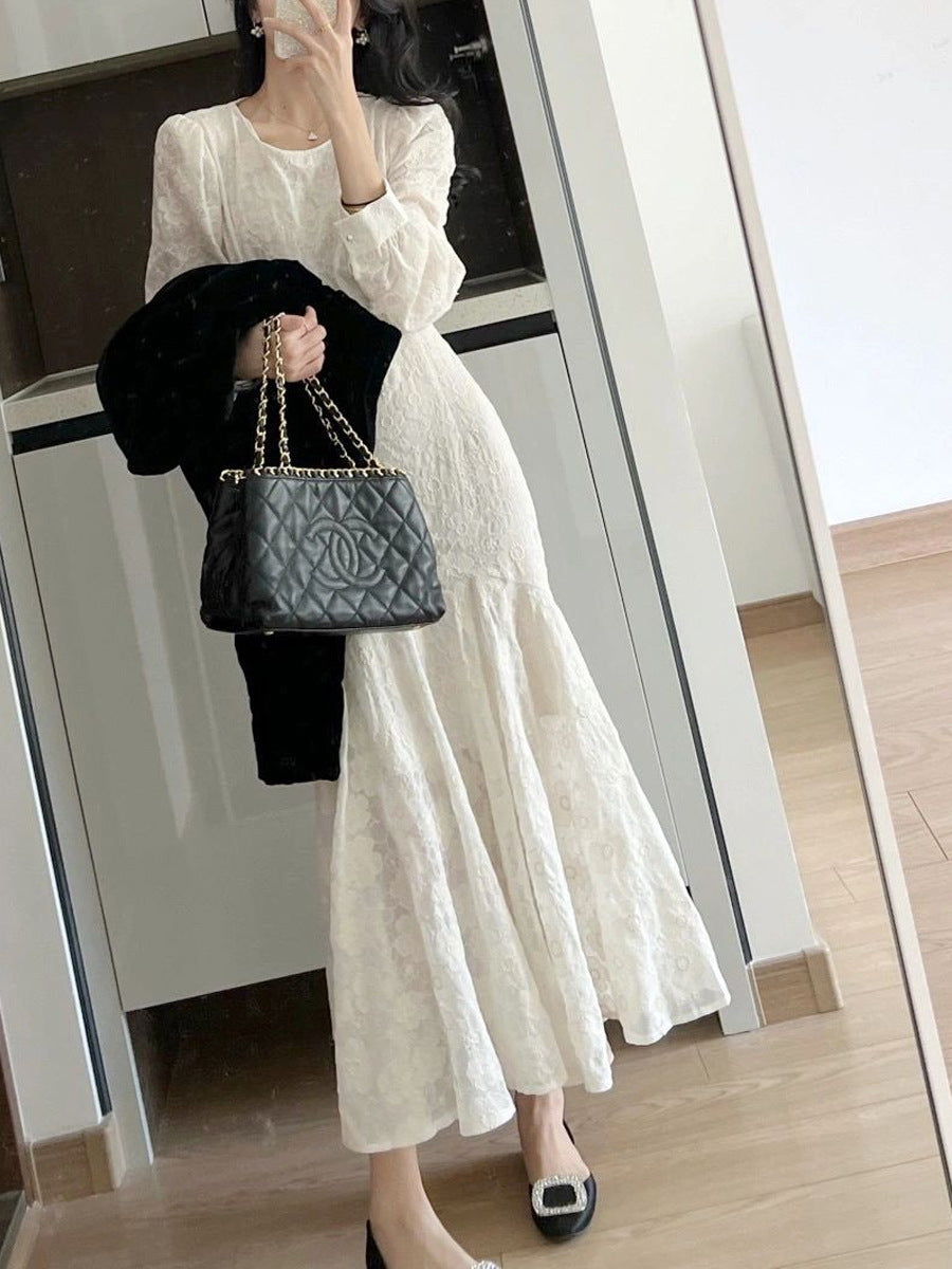 Chiffon Embroidered Fishtail Dress
