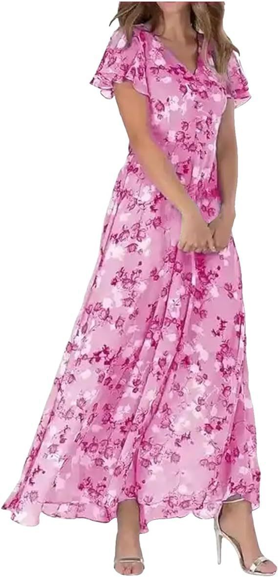 Chiffon Floral Ruffle Dress