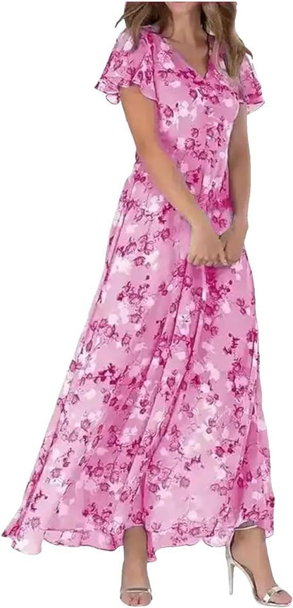 Chiffon Floral Ruffle Dress
