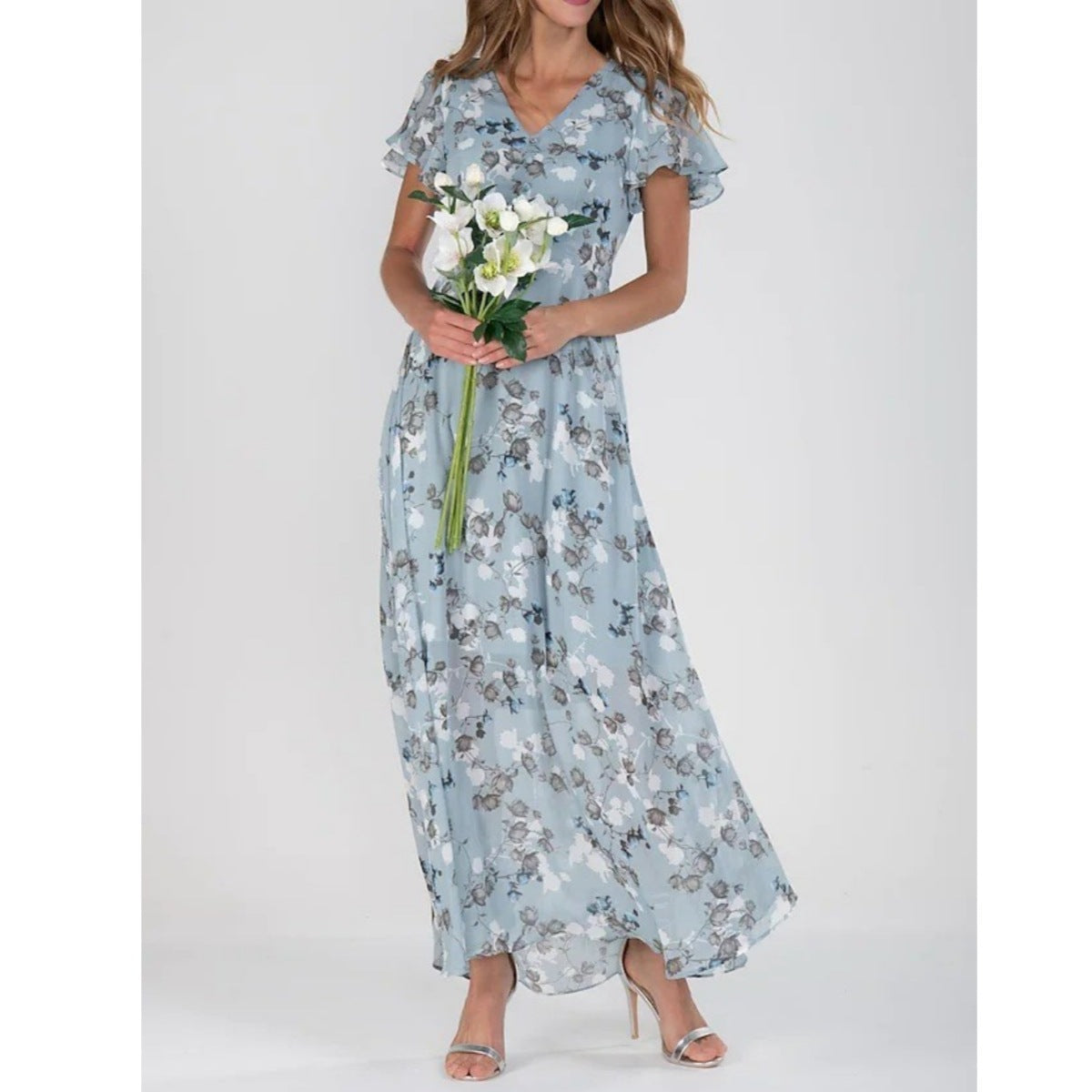 Chiffon Floral Ruffle Dress