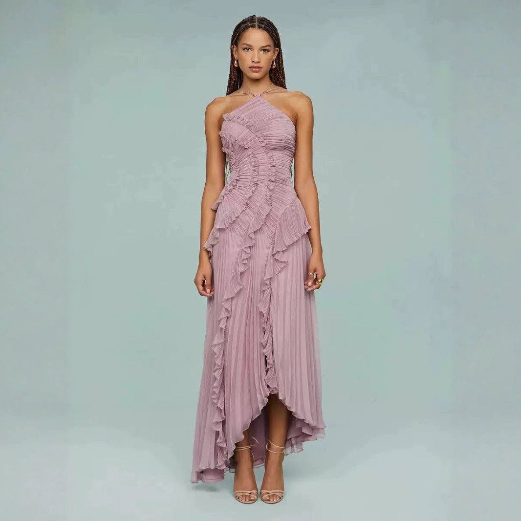Chiffon Ruffled Halter Dress