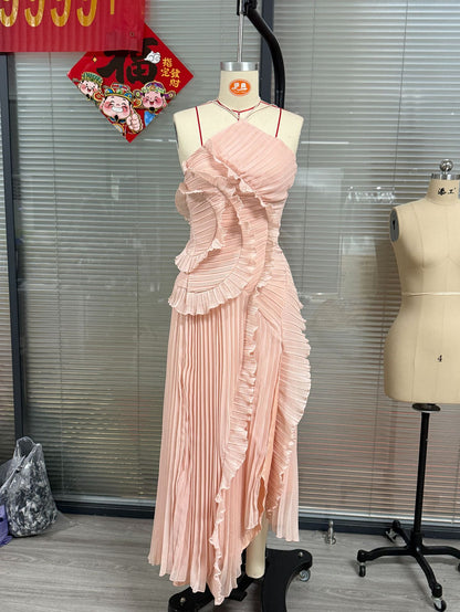Chiffon Ruffled Halter Dress