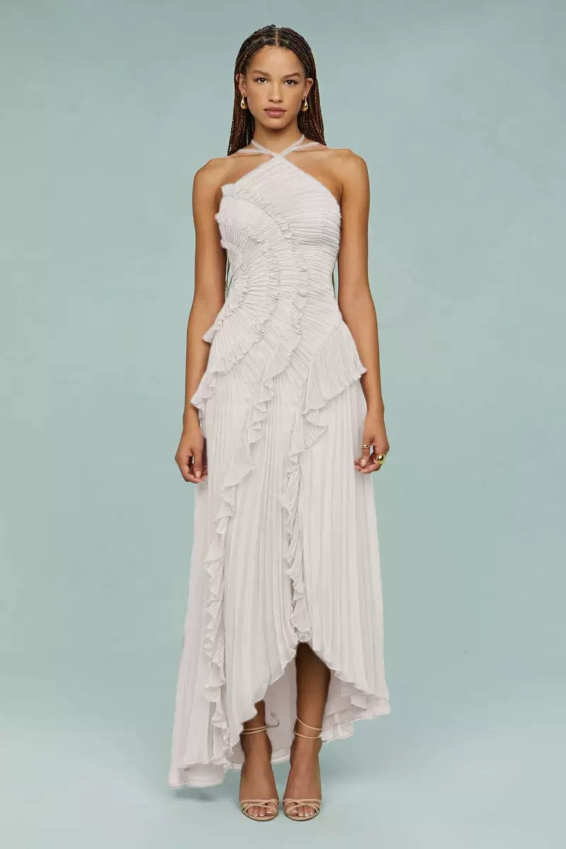 Chiffon Ruffled Halter Dress