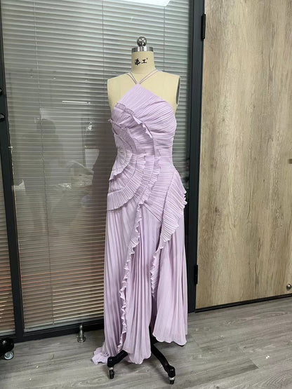 Chiffon Ruffled Halter Dress