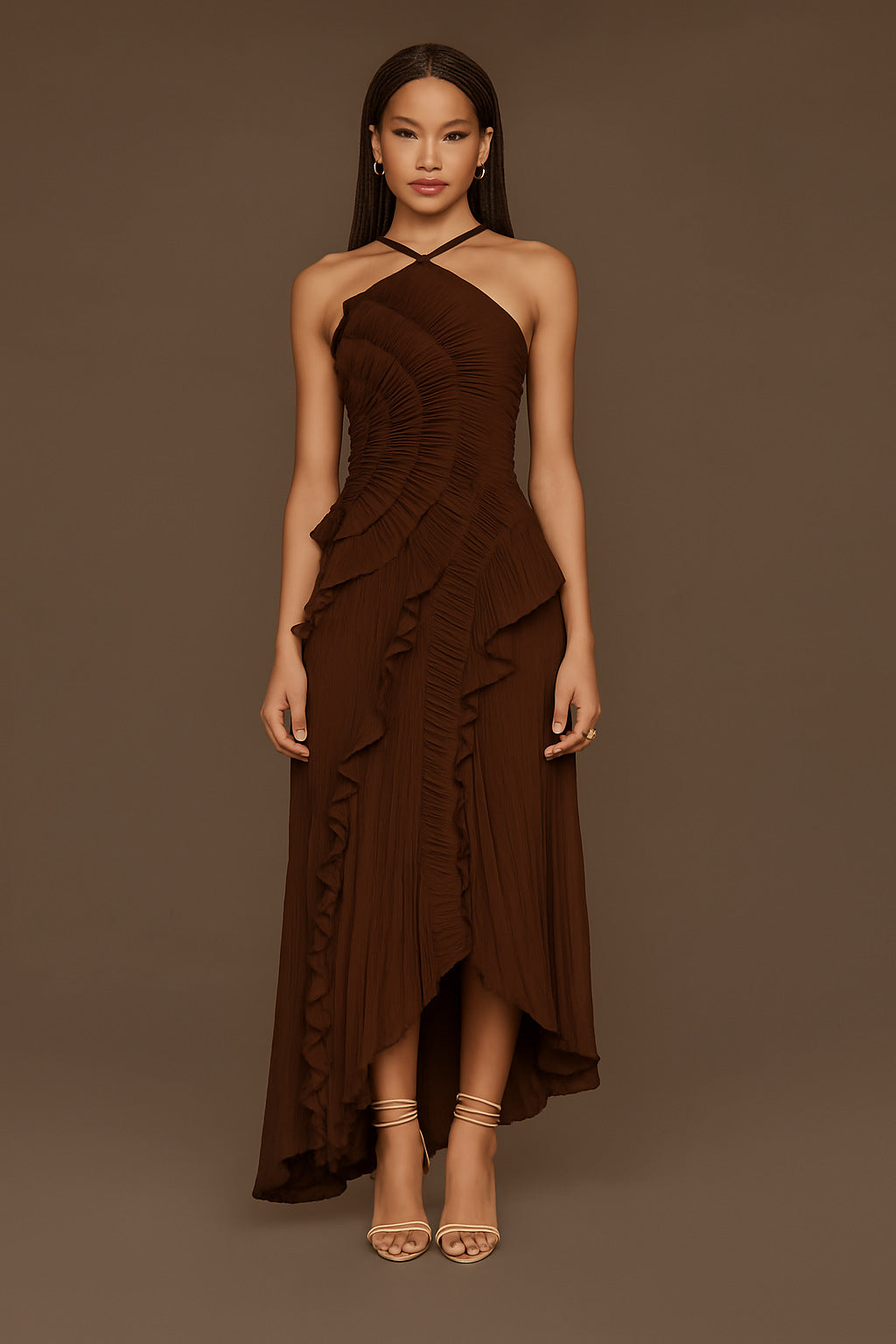 Chiffon Ruffled Halter Dress