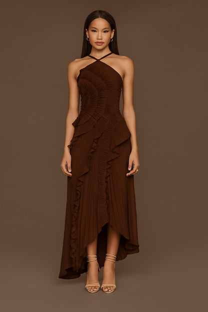 Chiffon Ruffled Halter Dress