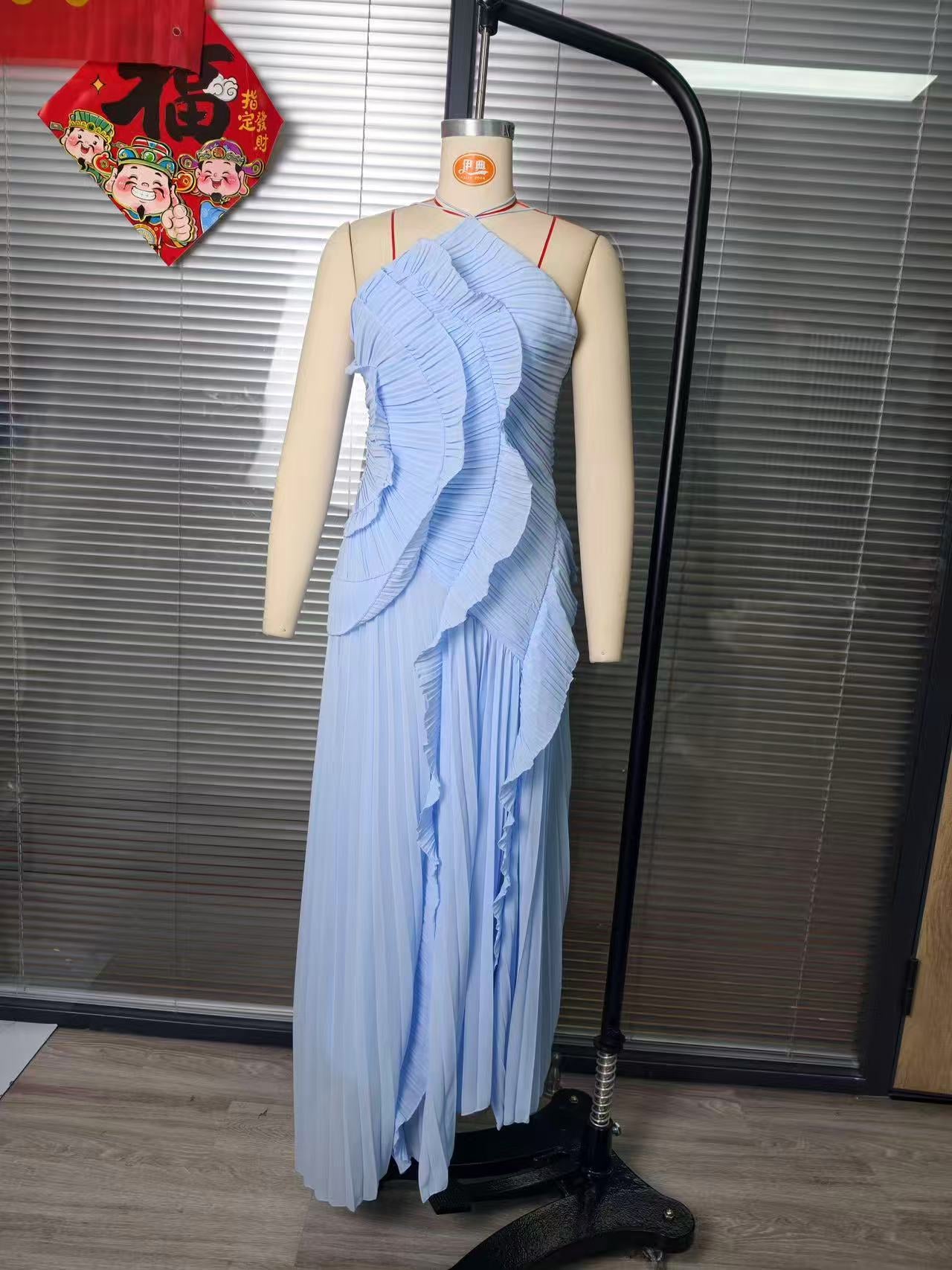 Chiffon Ruffled Halter Dress