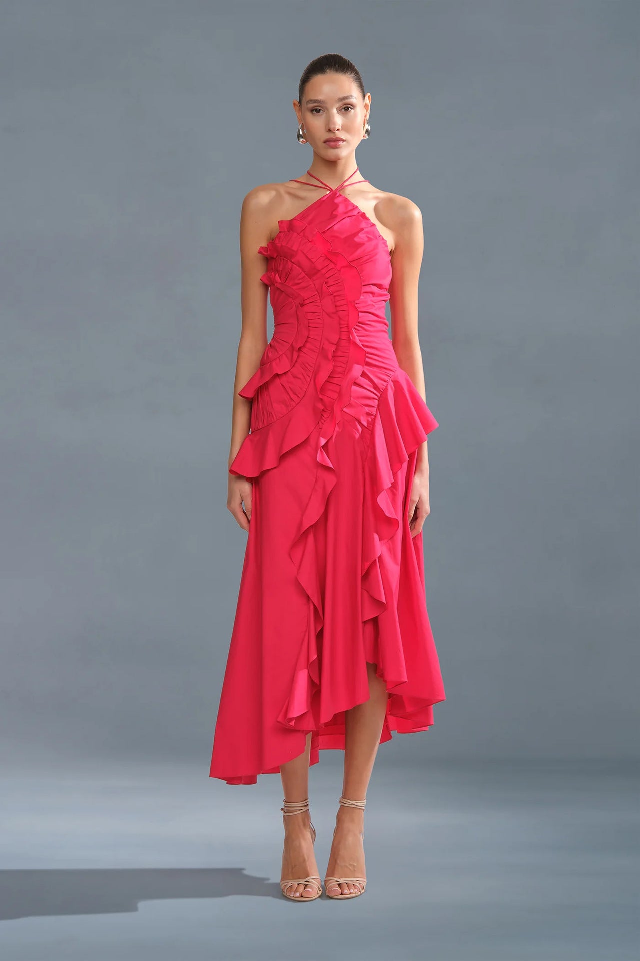 Chiffon Ruffled Halter Dress