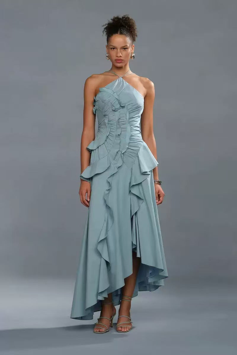 Chiffon Ruffled Halter Dress