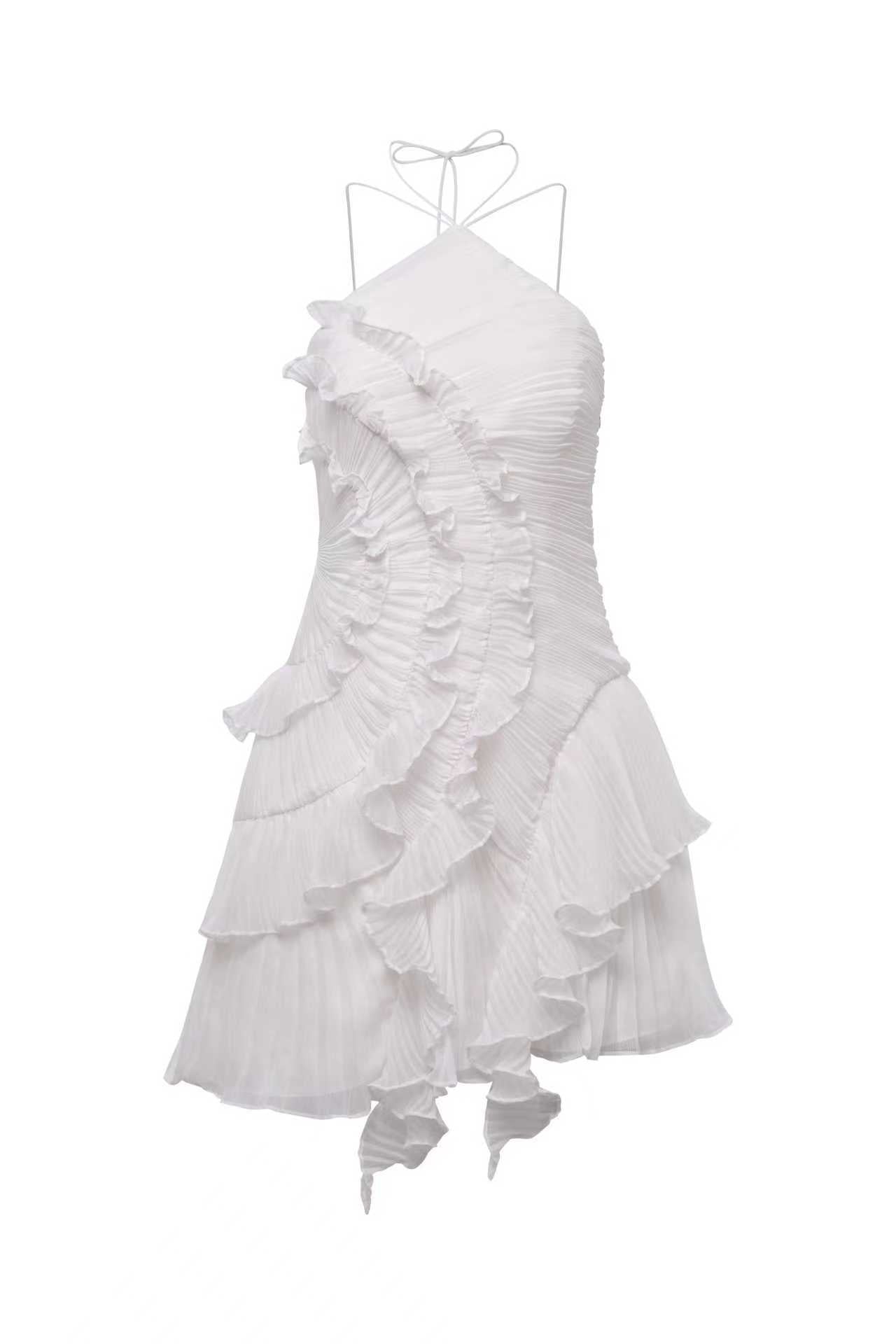 Chiffon Ruffled Halter Dress