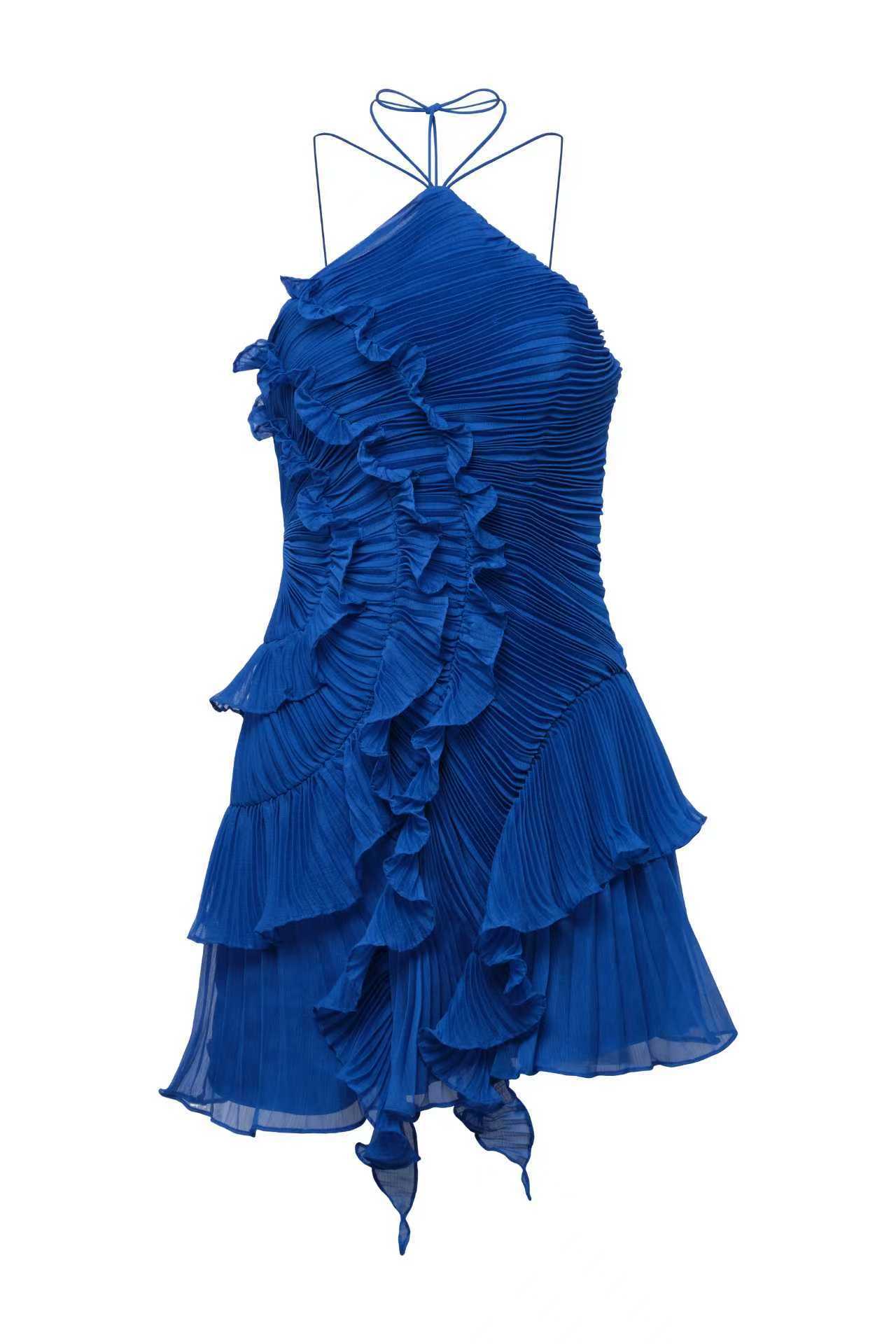Chiffon Ruffled Halter Dress