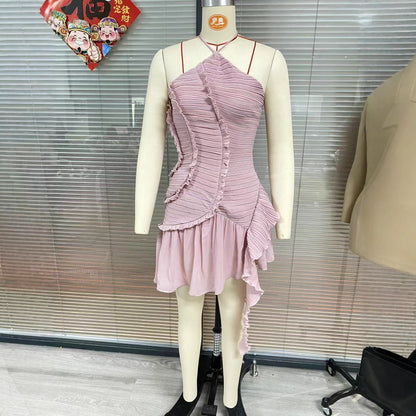 Chiffon Ruffled Halter Dress