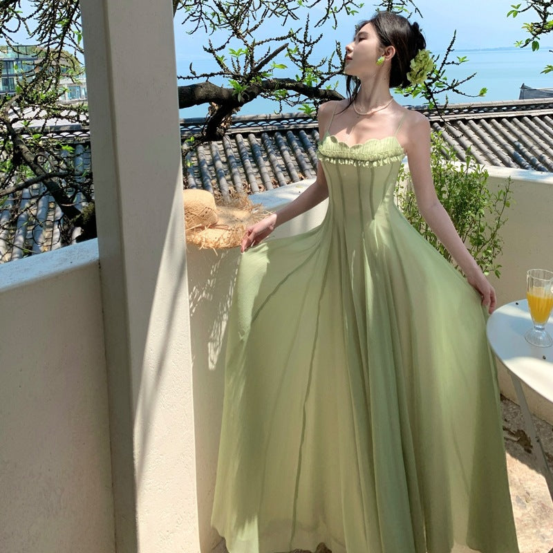 Chiffon Strapless Flared Dress