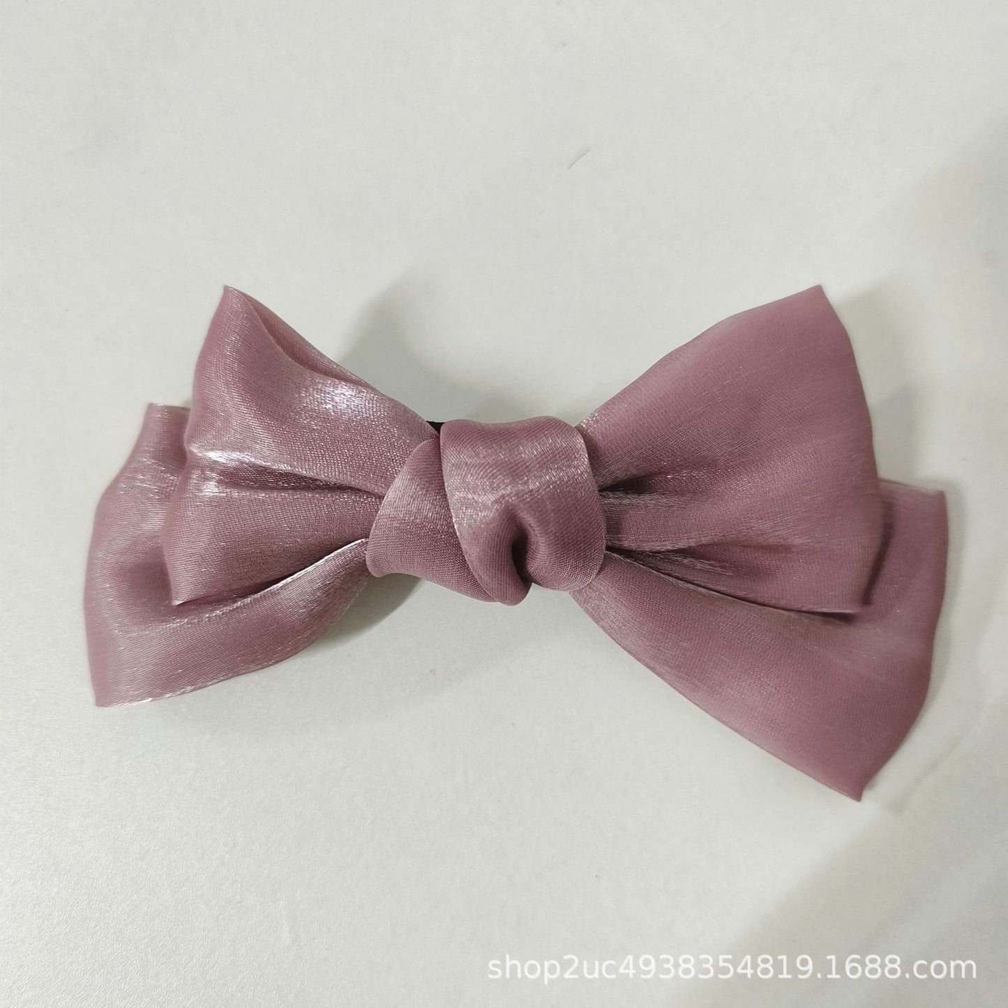 Children Bow Hair Clip Pearlescent Satin Spring Clip