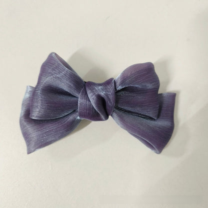 Children Bow Hair Clip Pearlescent Satin Spring Clip