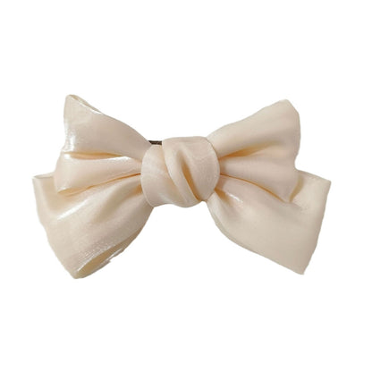 Children Bow Hair Clip Pearlescent Satin Spring Clip