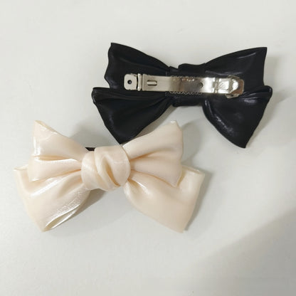 Children Bow Hair Clip Pearlescent Satin Spring Clip