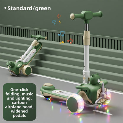 Children Educational Ride-On Toy with Music Lights Foldable Design