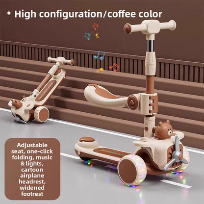 Children Educational Ride-On Toy with Music Lights Foldable Design