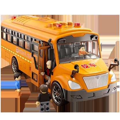 Children Inertial School Bus Toy with Sound and Light