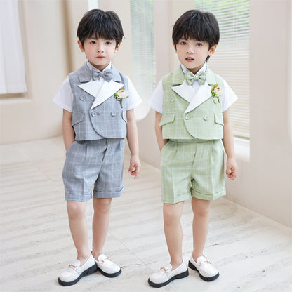 Children Plaid Vest Suit