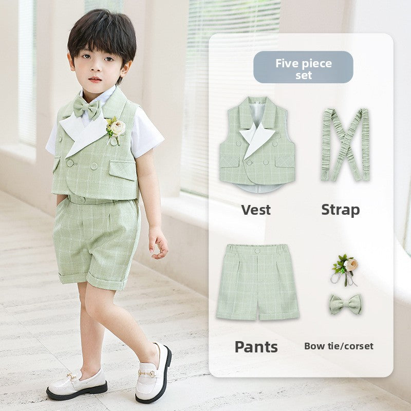 Children Plaid Vest Suit