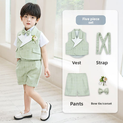 Children Plaid Vest Suit