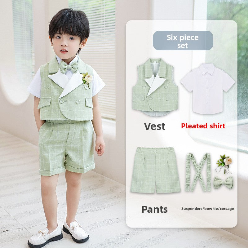 Children Plaid Vest Suit