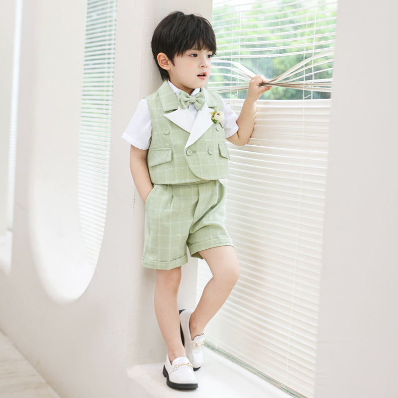 Children Plaid Vest Suit
