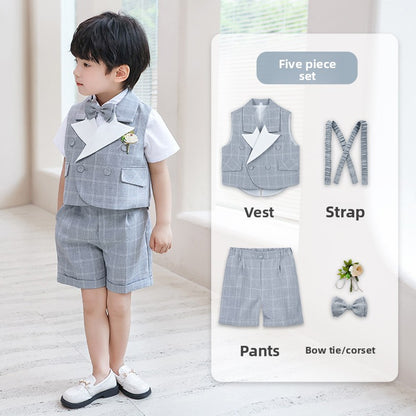 Children Plaid Vest Suit