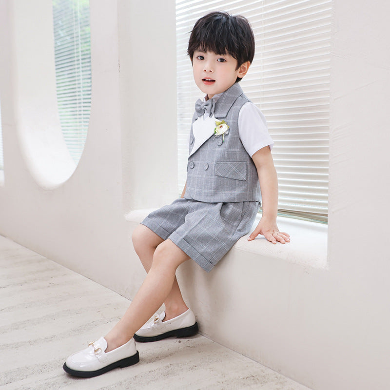 Children Plaid Vest Suit