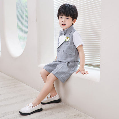 Children Plaid Vest Suit