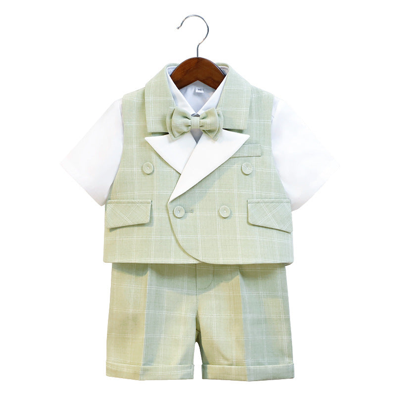 Children Plaid Vest Suit