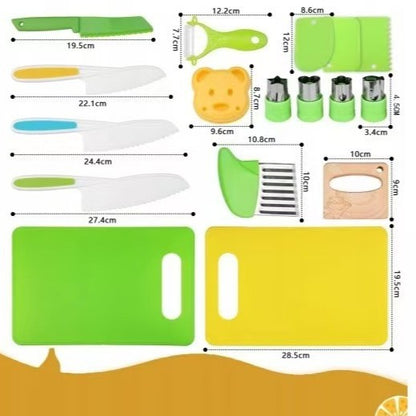 Children Plastic Kitchen Knife Set with Cutting Board