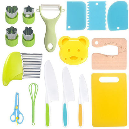 Children Plastic Kitchen Knife Set with Cutting Board