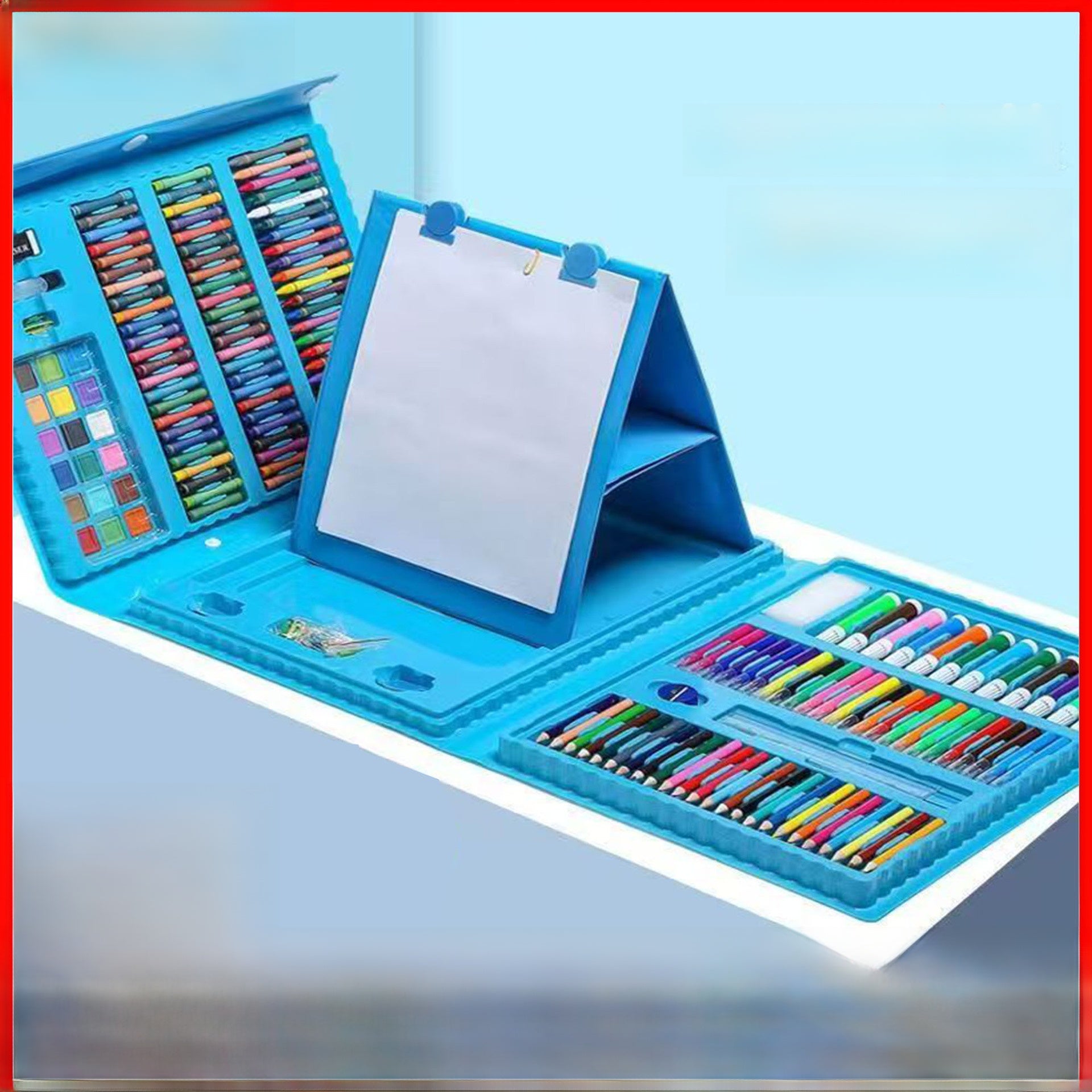 Children's Art Painting Tools 208 Painting suit Double Sketchpad Washable Watercolor Pen Crayon Full Set Gift Box for Students