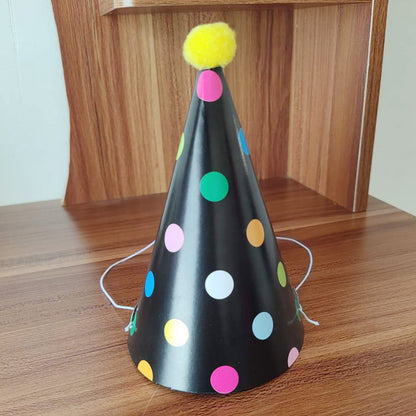 Children's birthday party polka dot pompom party hat crown hat set baby one year old full moon photo props