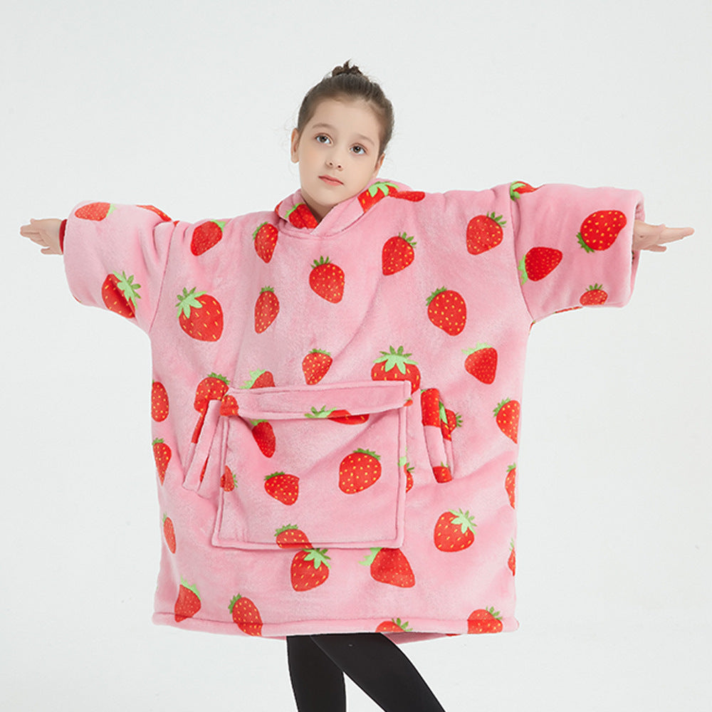 Children's Cartoon Luminous Flannel Hooded Pajamas