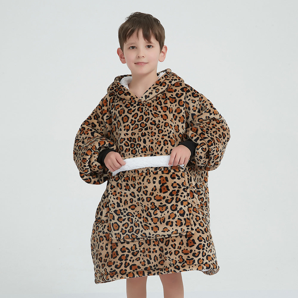 Children's Cartoon Luminous Flannel Hooded Pajamas
