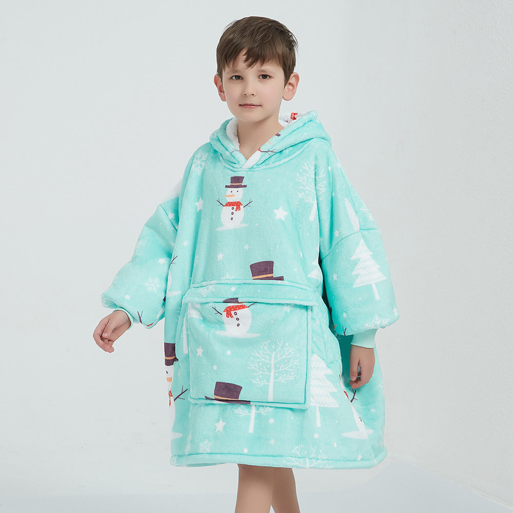 Children's Cartoon Luminous Flannel Hooded Pajamas