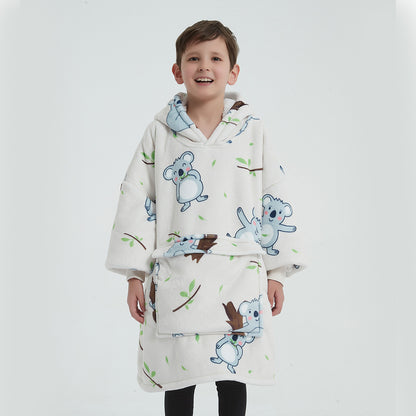 Children's Cartoon Luminous Flannel Hooded Pajamas
